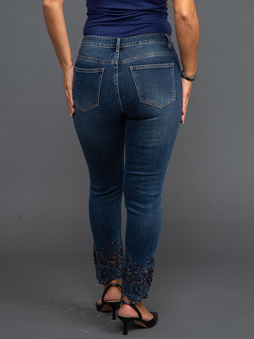 Denim Ankle Pant w/ Scallop Cuff Image 4