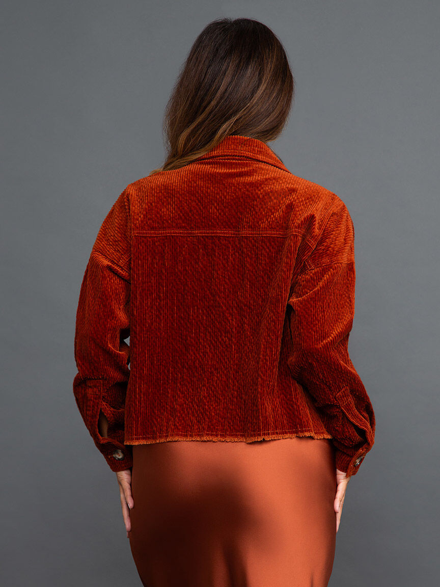 Textured Cord Denim Shacket w/ Patch Pockets Image 4