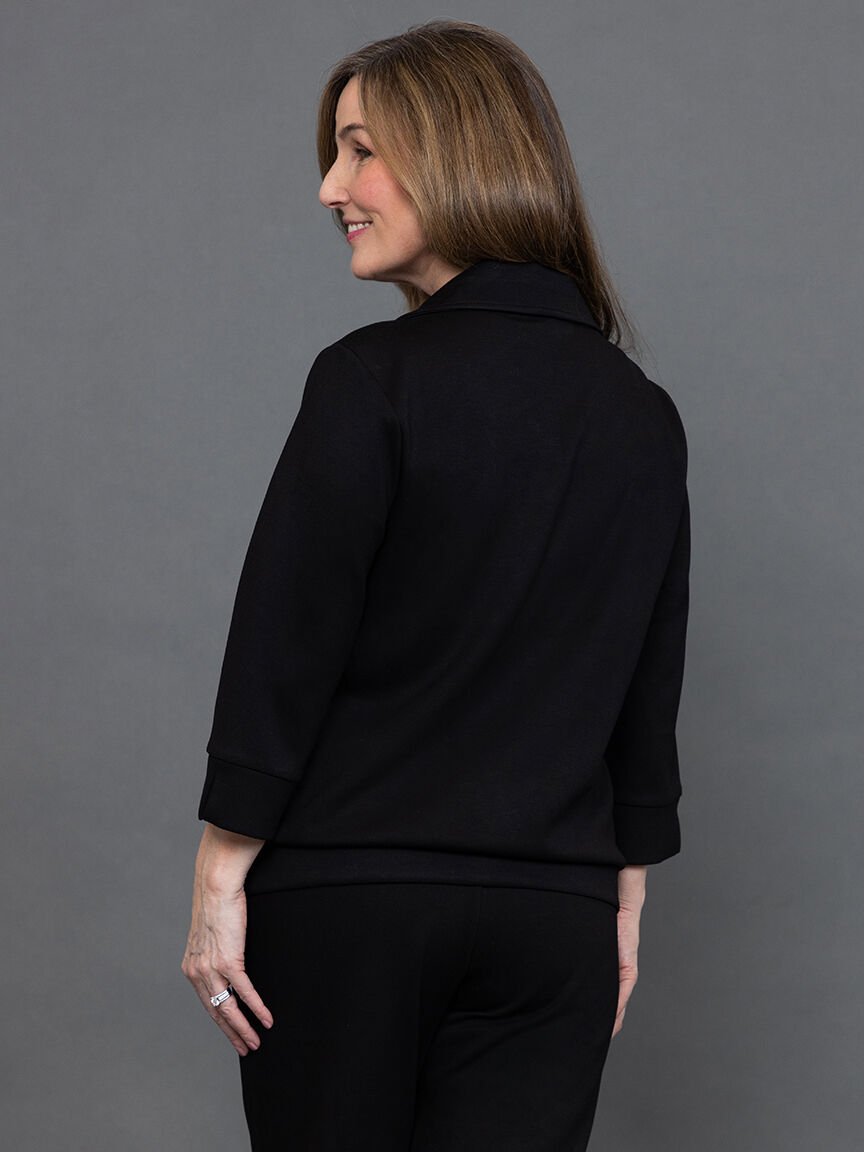 &frac34; Sleeve Zip Up Scuba Jacket  Image 4