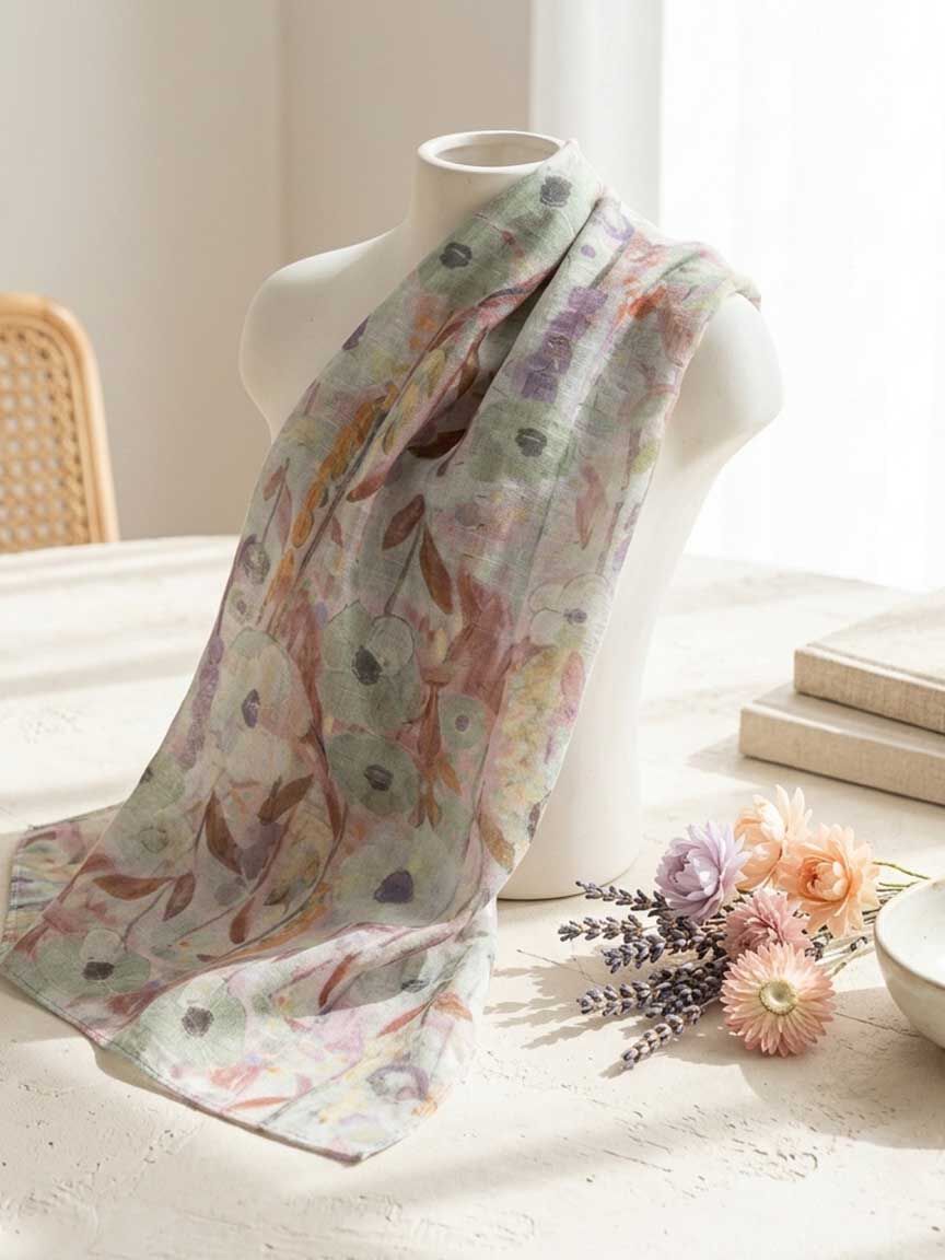 Lightweight Water Color Floral Scarf