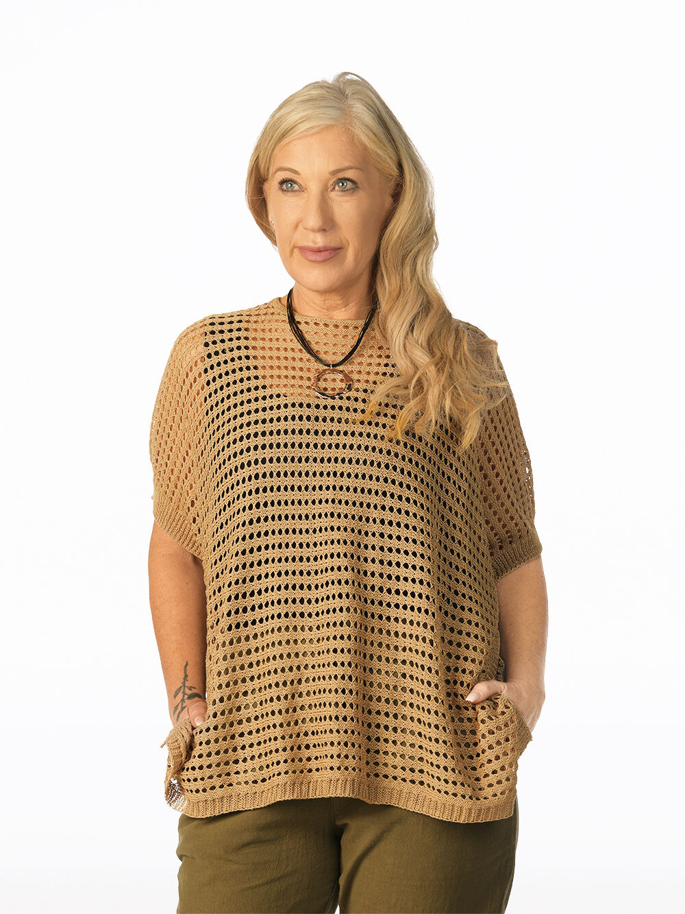 Pointelle Mesh Poncho Image 1