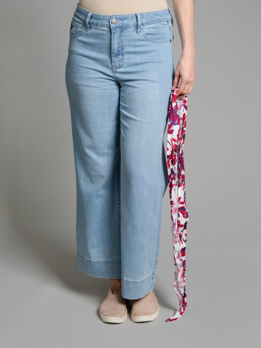 Flare Leg Denim with Scarf Belt