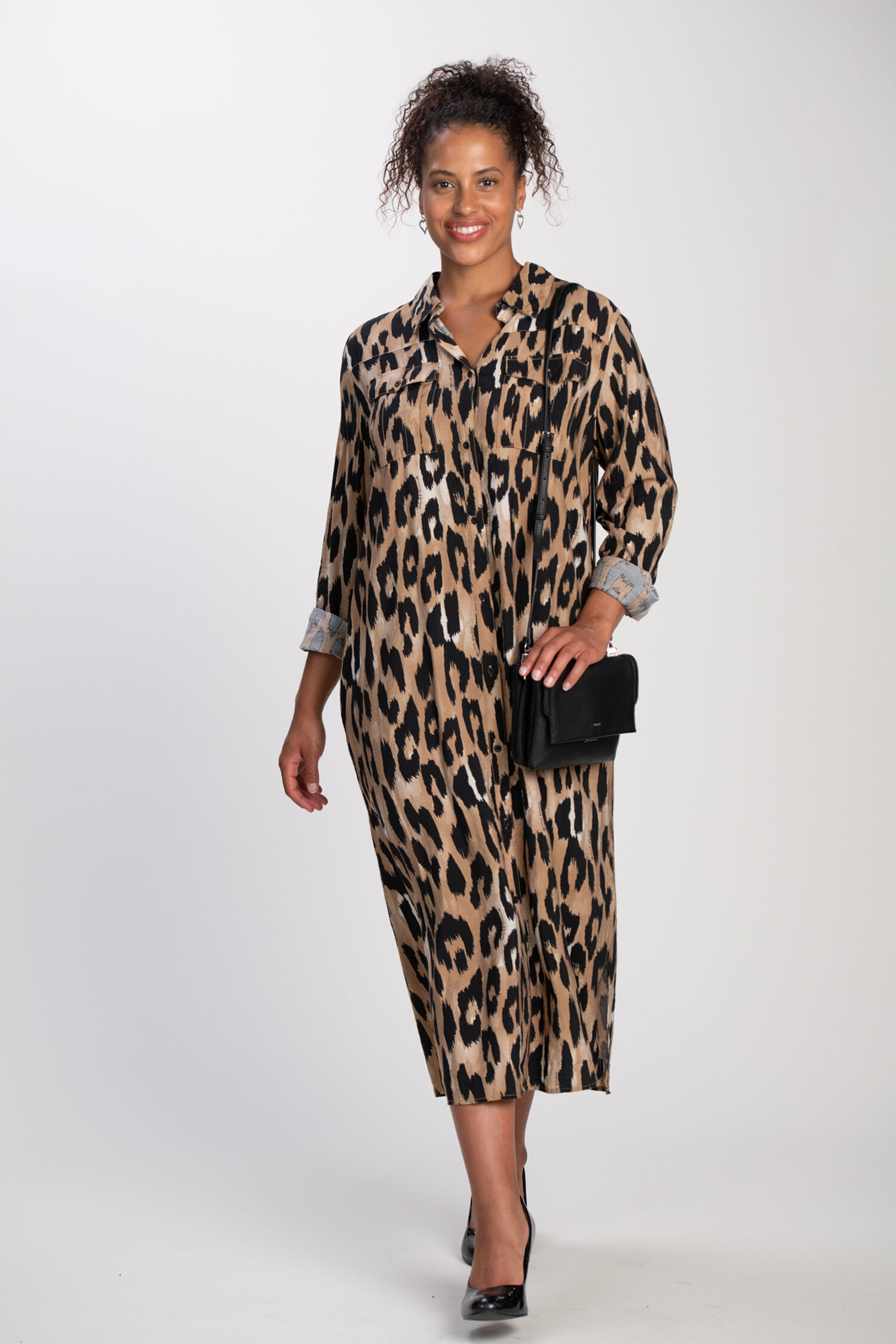 Animal Print Shirt Dress Image 2