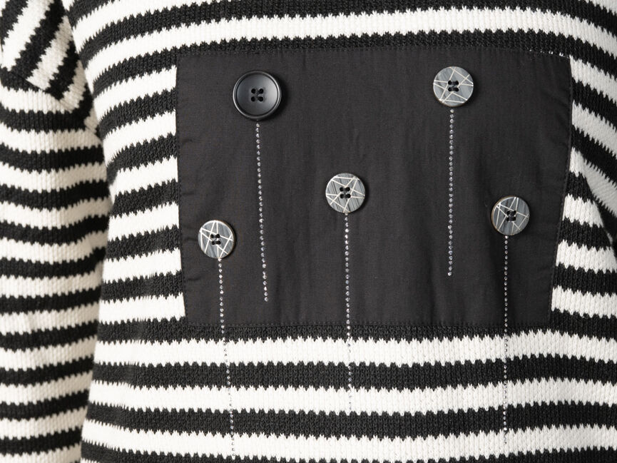 3/4 Sleeve Striped Top with Hotfix Detail Image 4