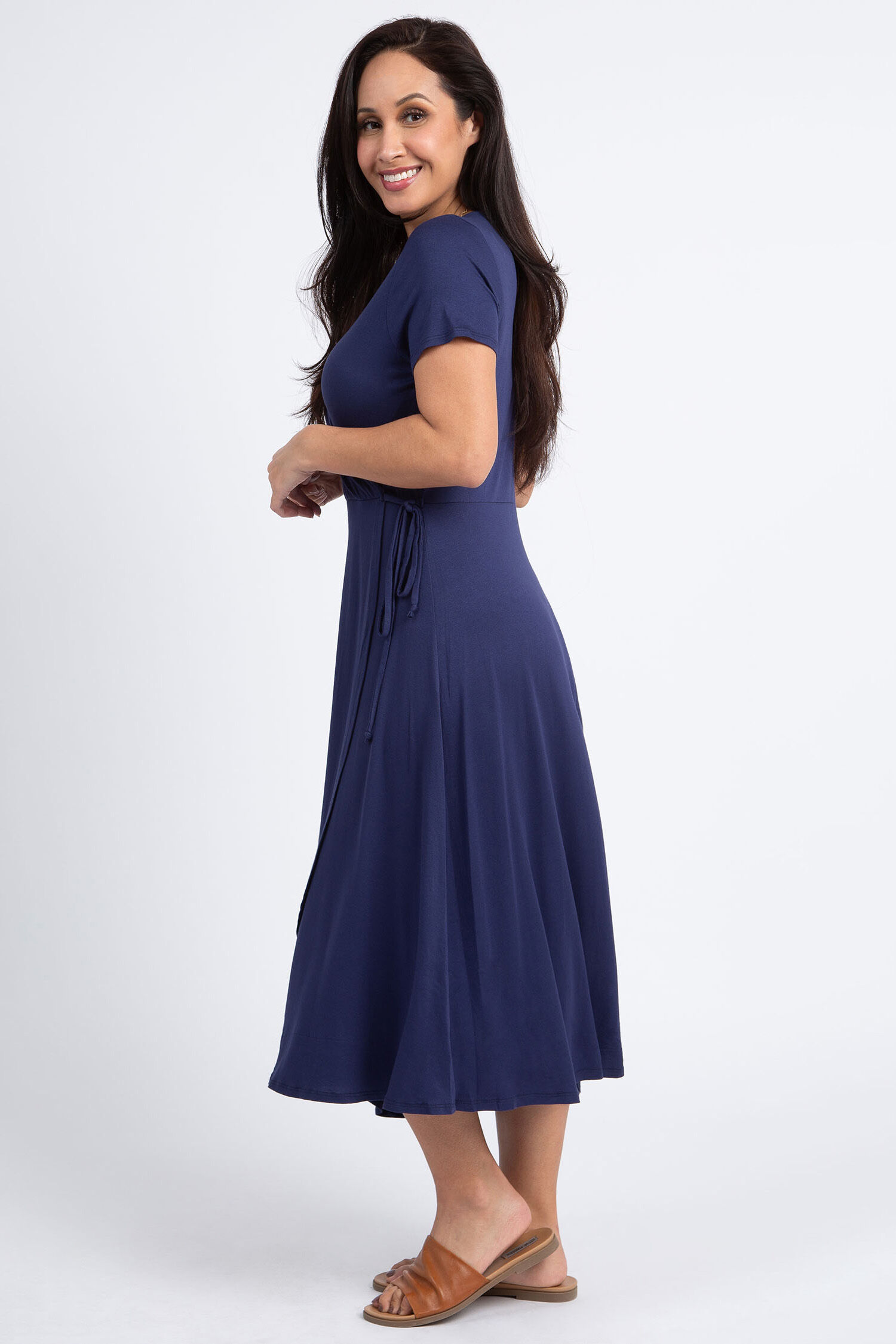 Faux Wrap Midi Dress Image 2