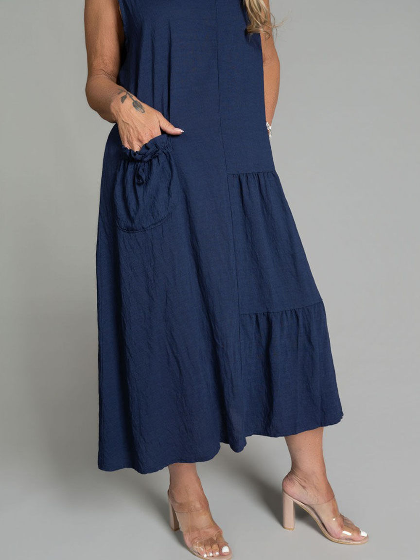 Sleeveless Midi Dress With Pocket Image 2