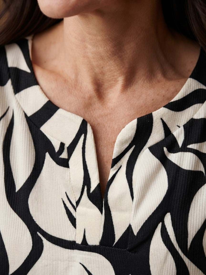 Long Sleeve Notched Neck Top
