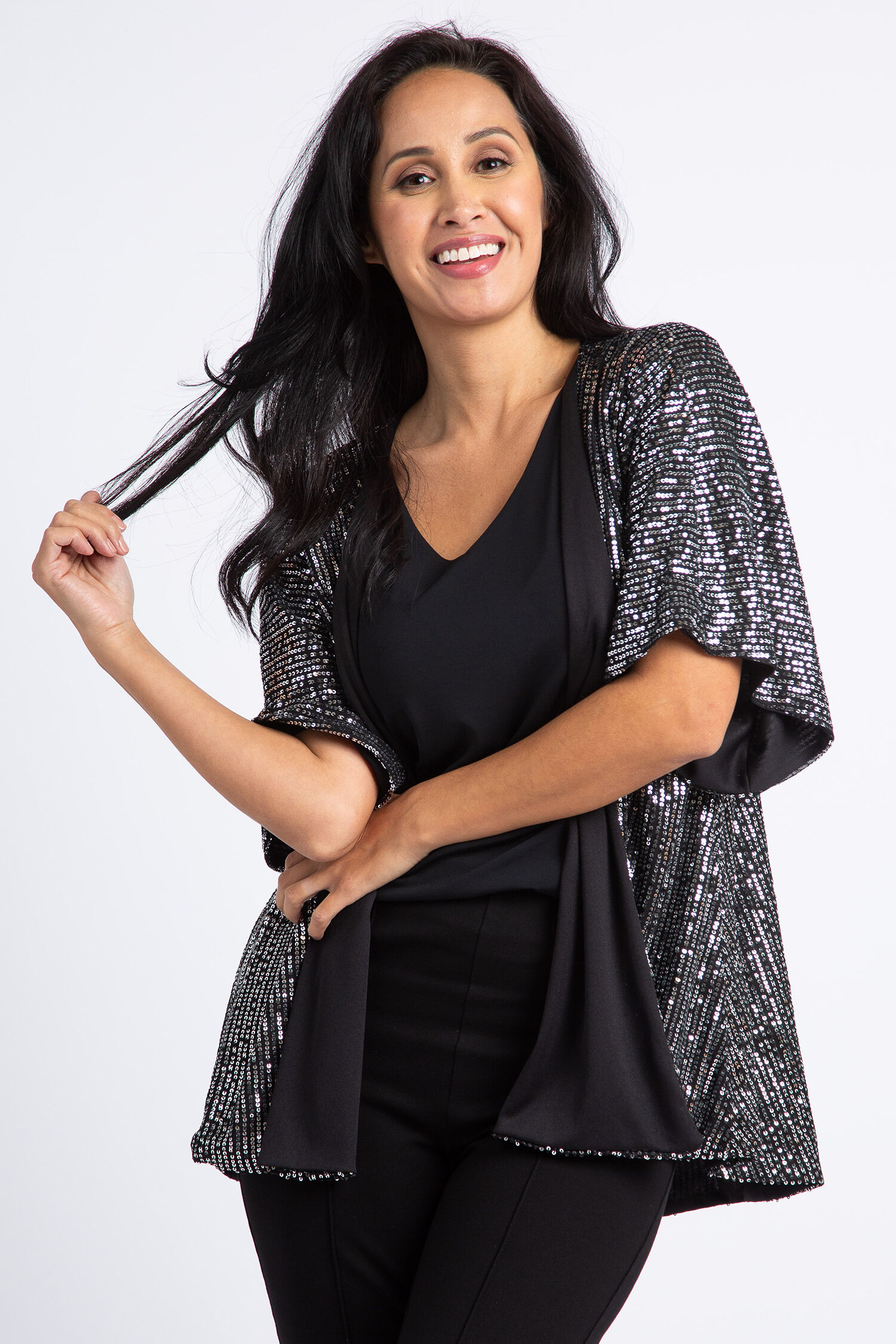 Kimono Sleeve Sequin Cardigan Image 1
