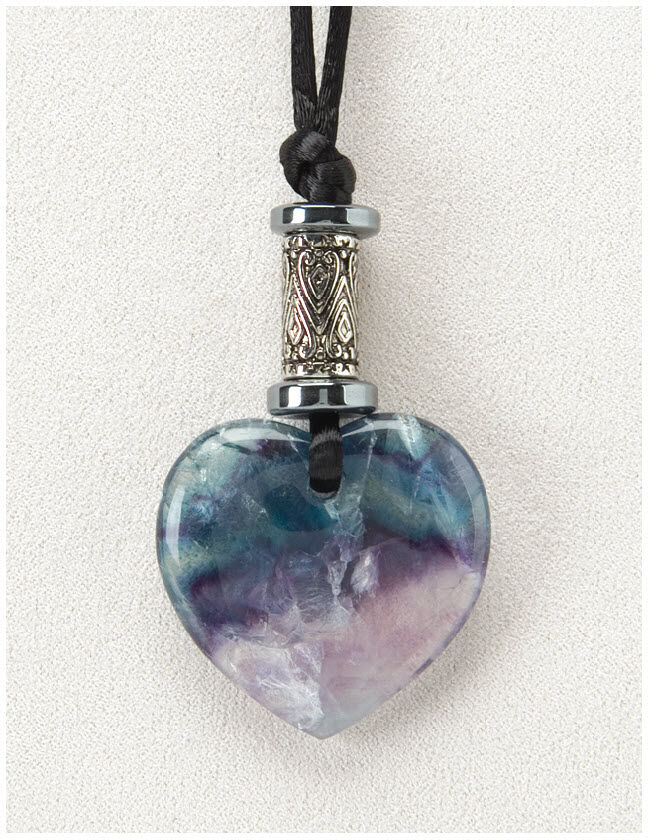 Rainbow Fluorite Heart Pendant Necklace