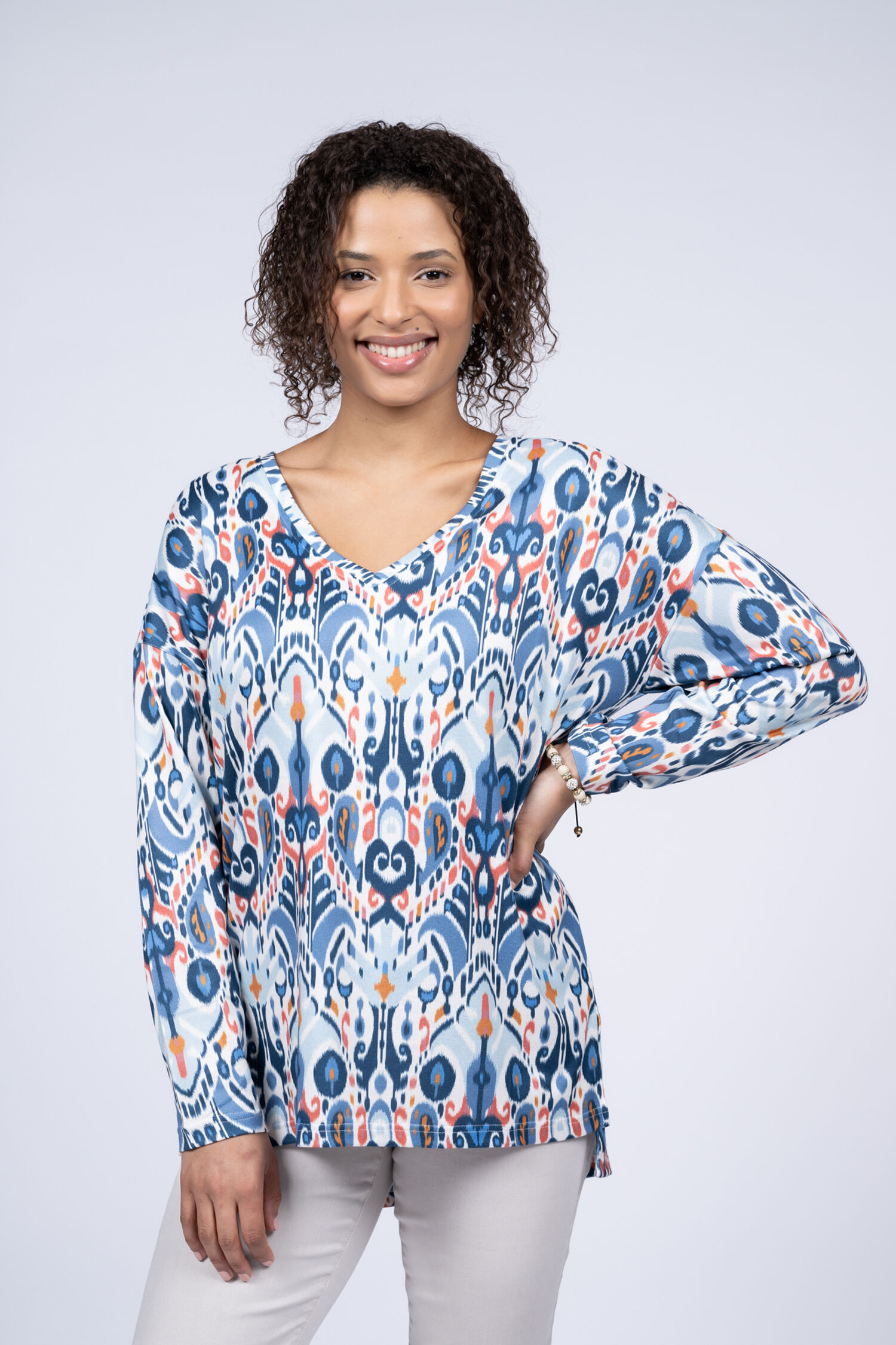 Long Sleeve V-Neck Top Image 1