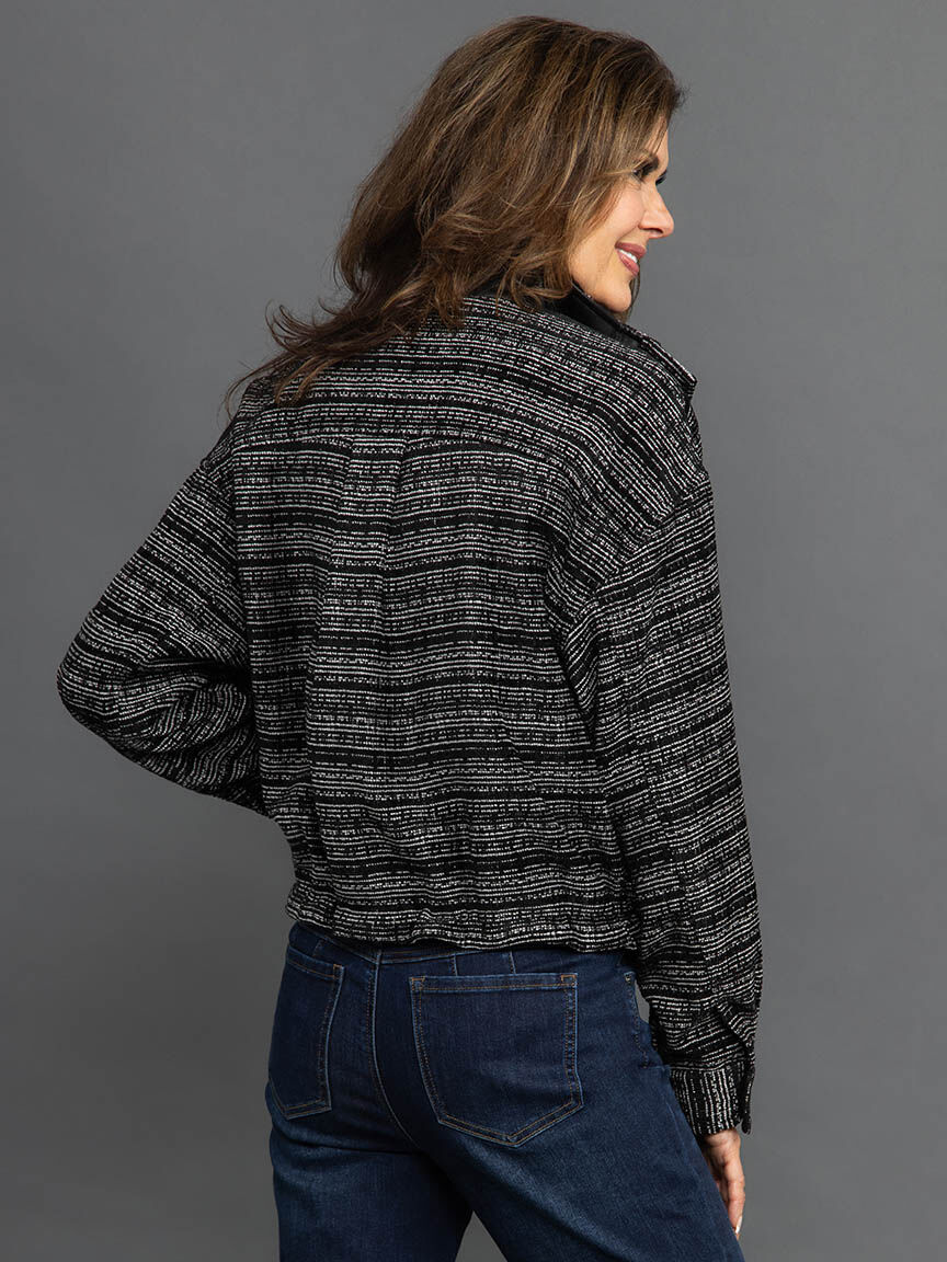 Woven Chenille Yarn Dye Jacket w/ Waist Drawcord Image 4