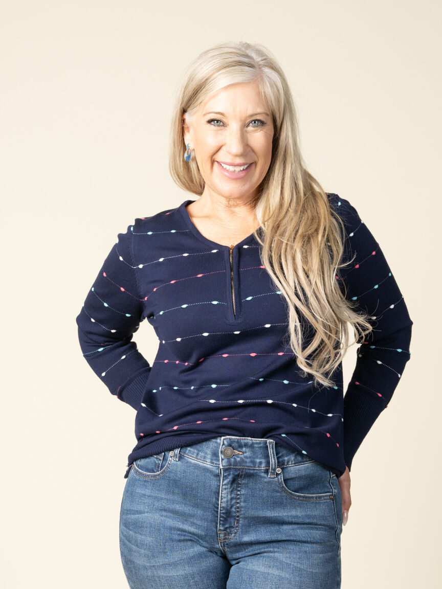 Long Sleeve Zip Neck Knit Image 5