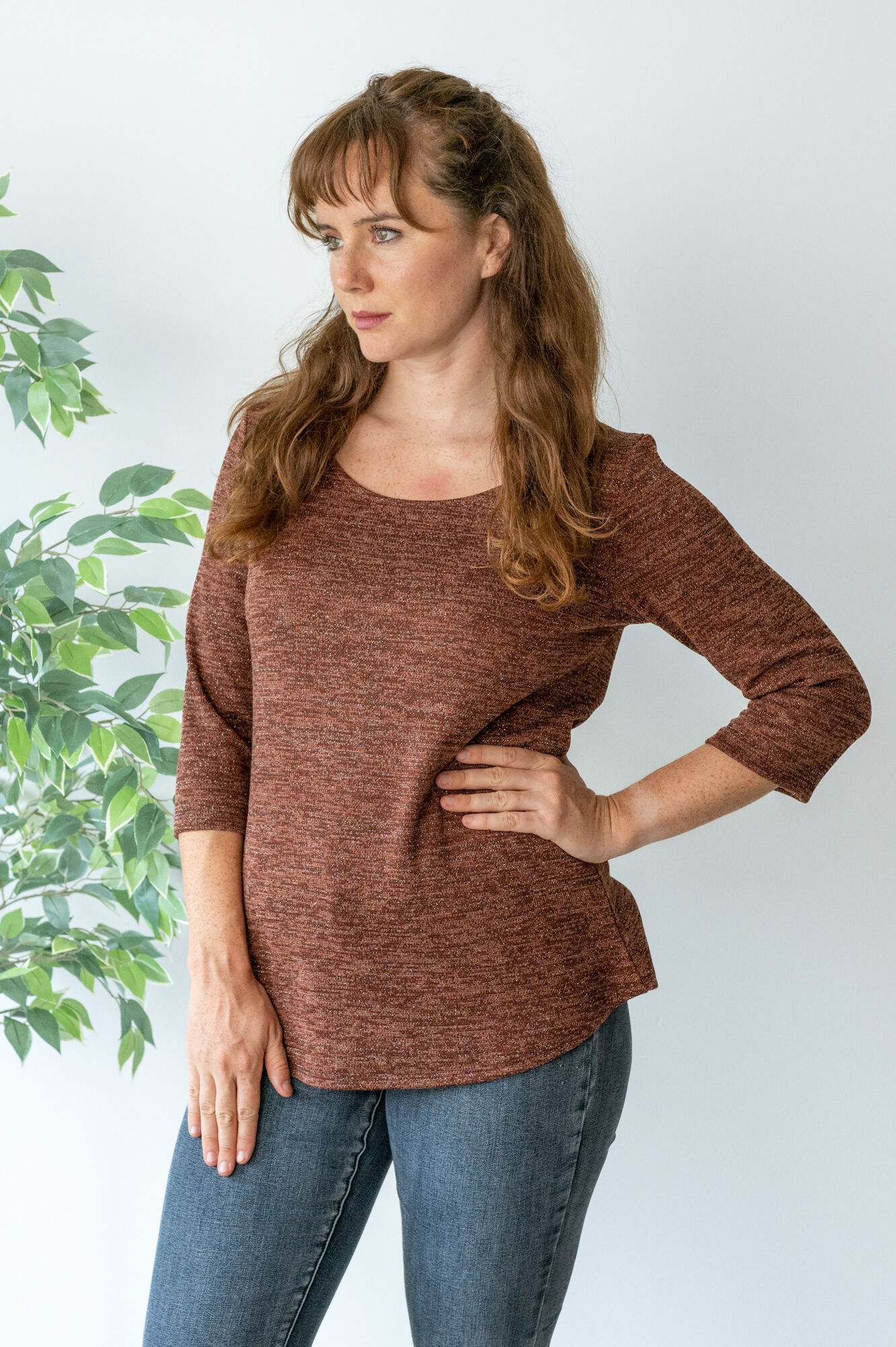 Shimmering Rust Knit Shirt Image 3