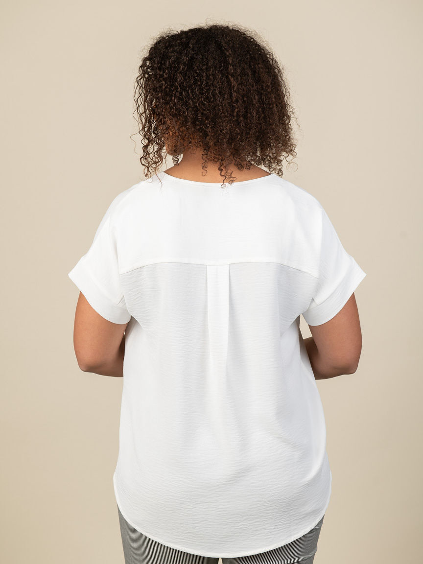 Short Sleeve V Neck Blouse Image 2