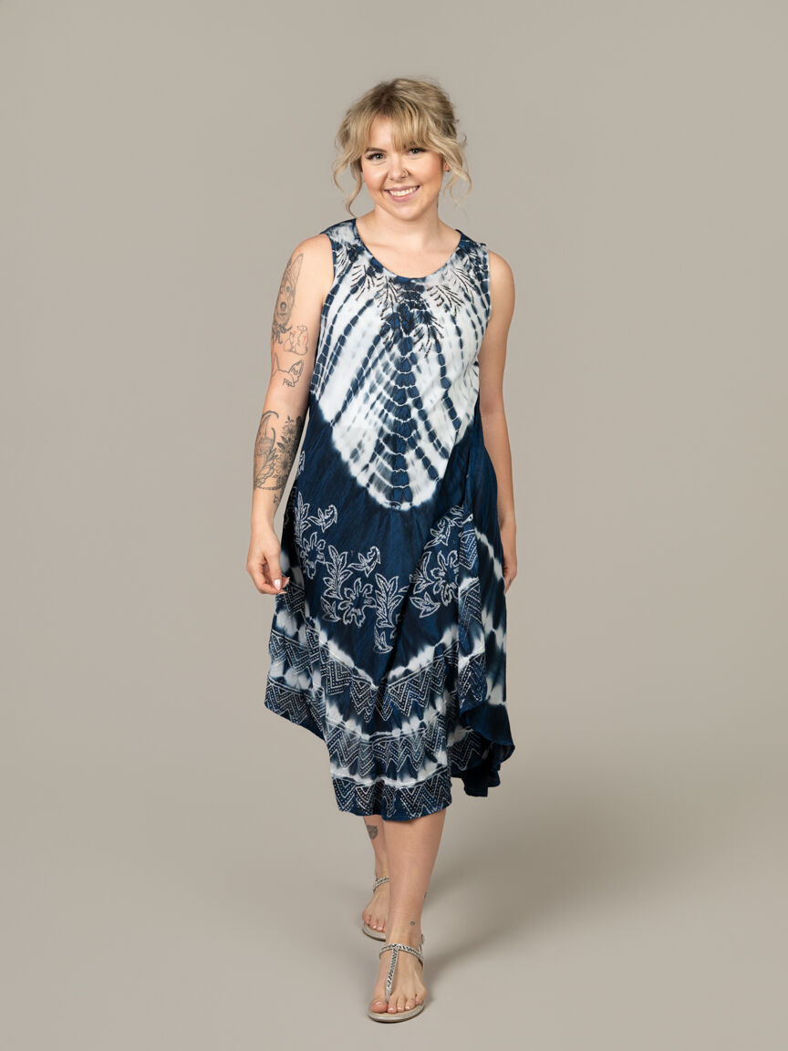 Sleeveless Tie Dye Midi Dress
