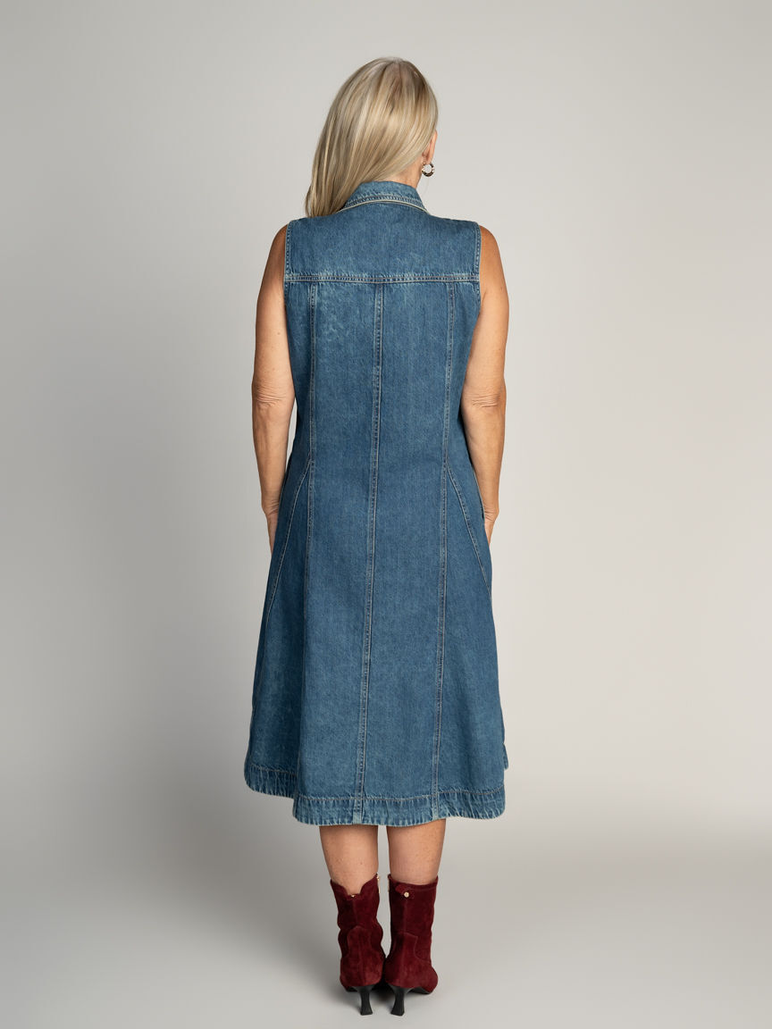 Collared A-Line Denim Dress
