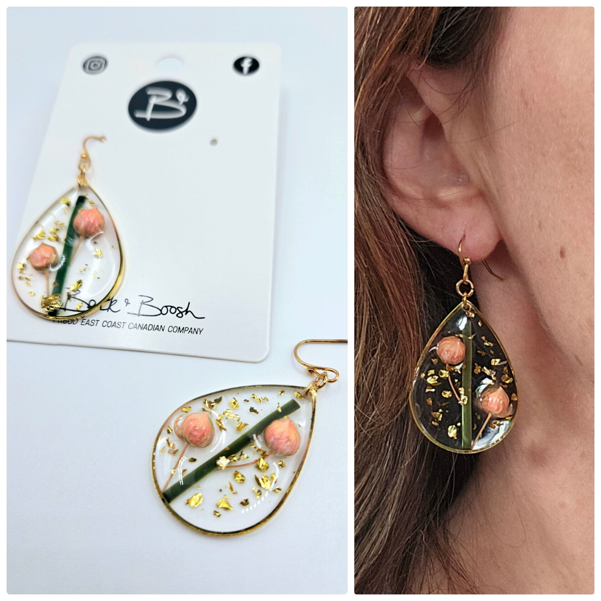 Resin Flower Drop Earrings