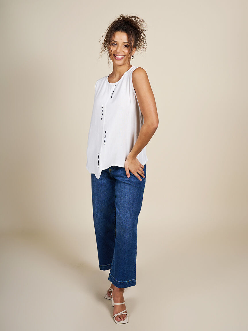 Sleeveless Linen Blend Top  Image 3