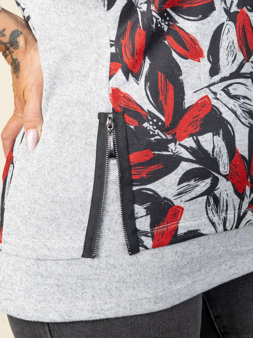 3/4 Length Sleeve Top with Two Tone Print