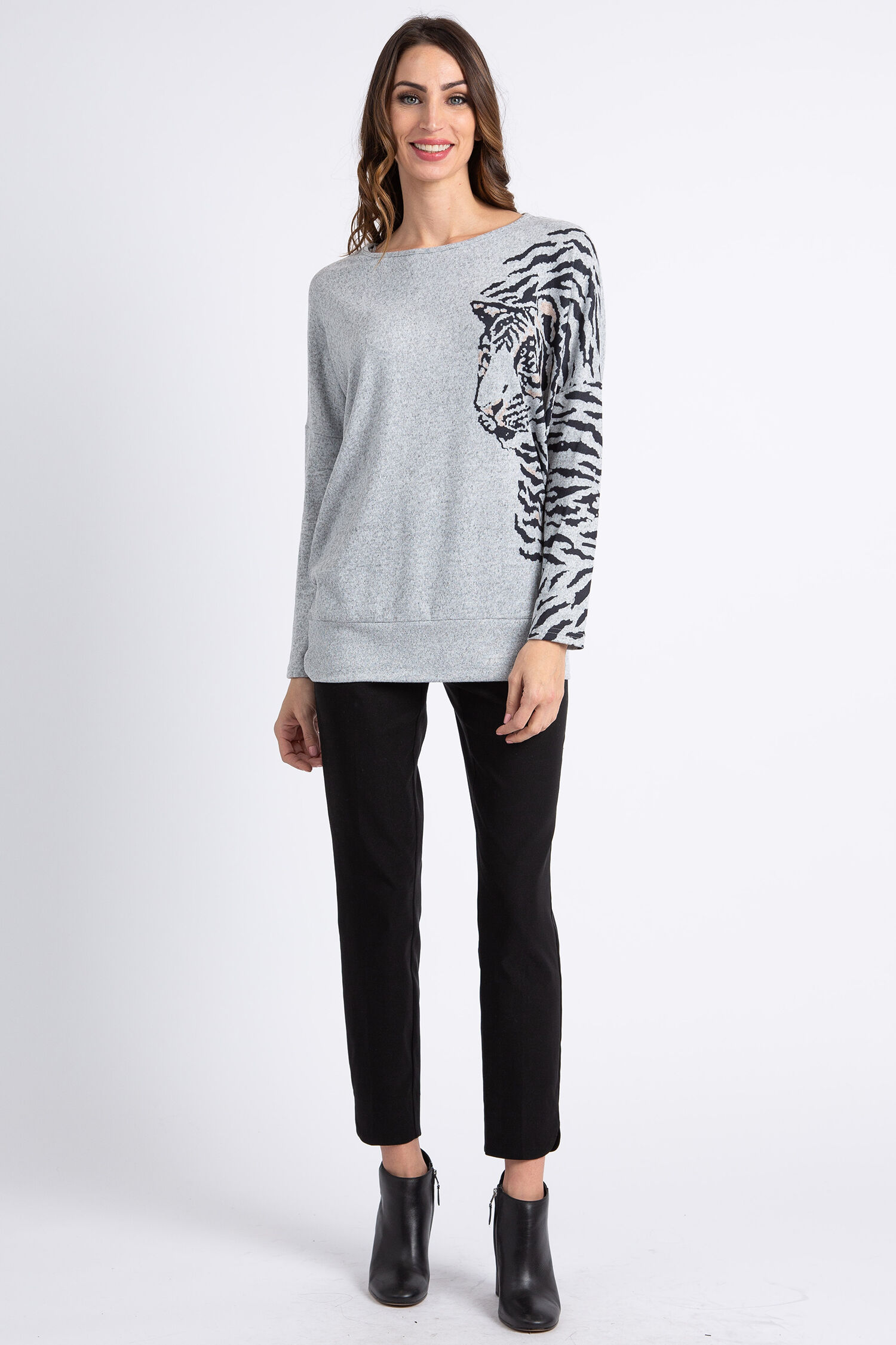 Long Sleeve Drop Shoulder Tiger Top Image 4