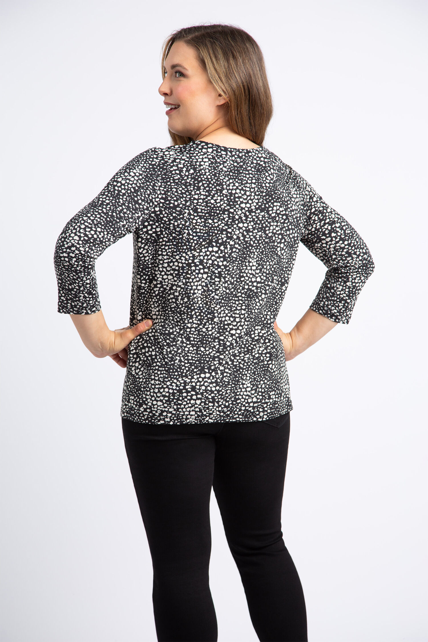 Pleated Neck Ditsy Dot Top  Image 4