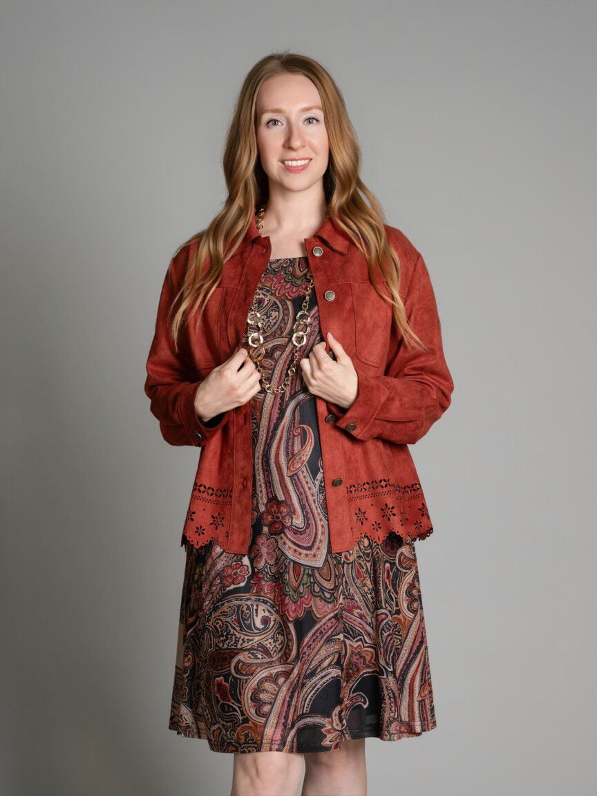 Faux Suede Button Up Jacket