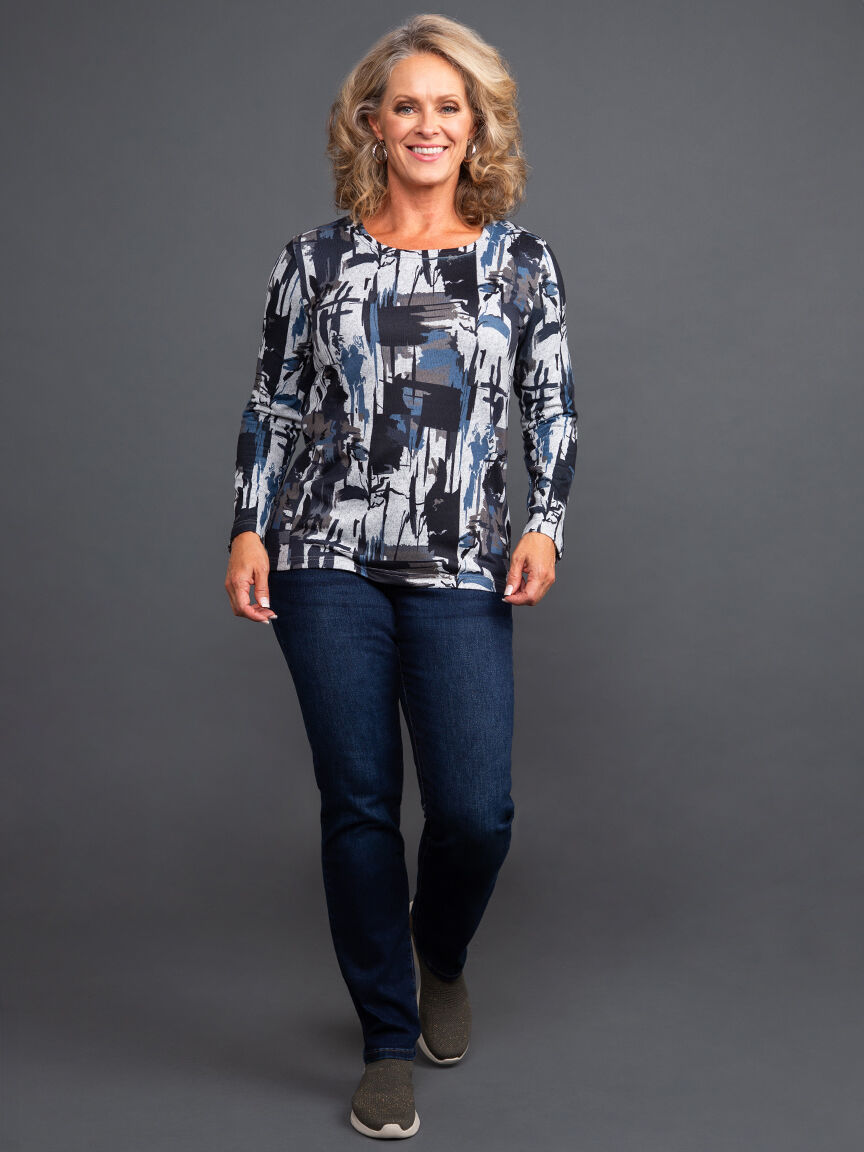 Long Sleeve Scoop Neck  Top Image 1