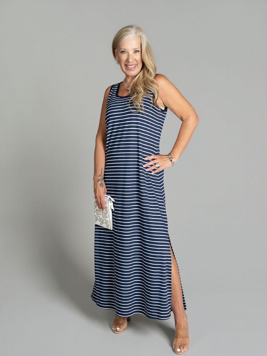 Sleeveless Striped Maxi Dress