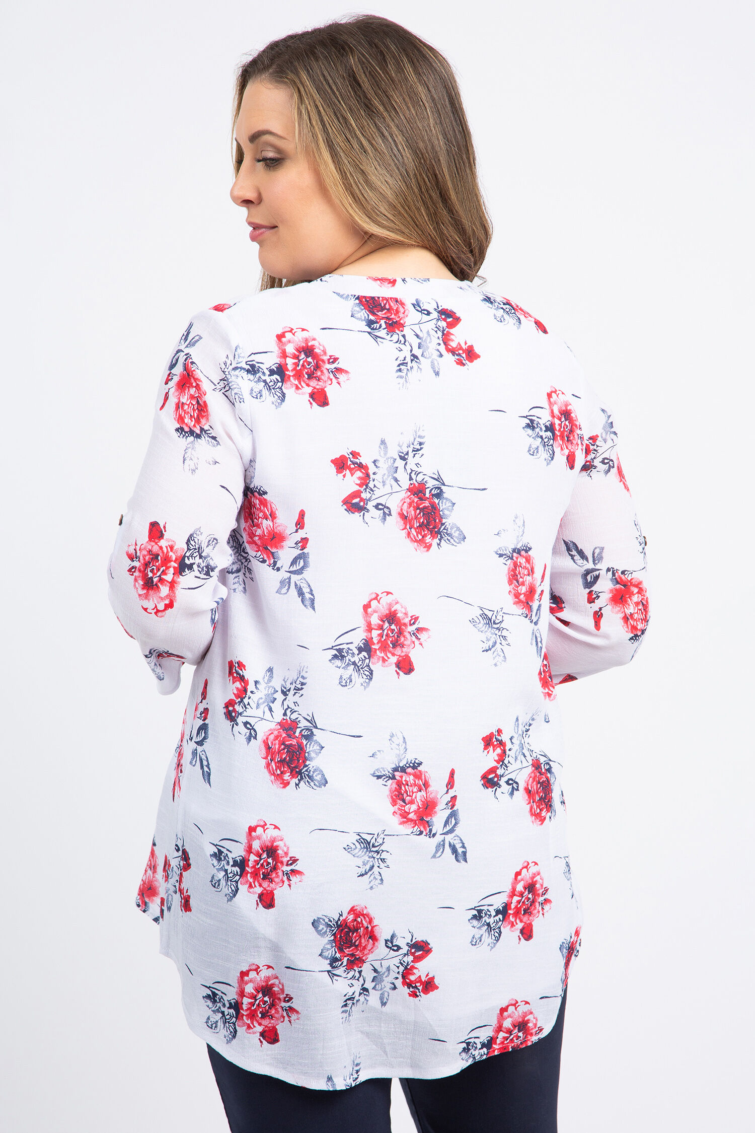 Linen-Look Floral Blouse Image 4