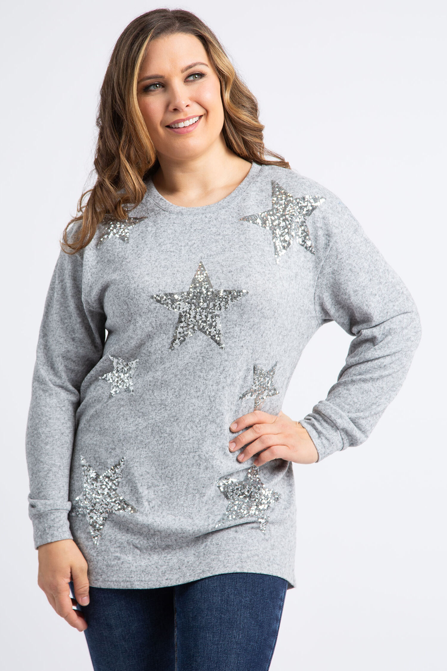 Long Sleeve Sequin Star Top Image 1