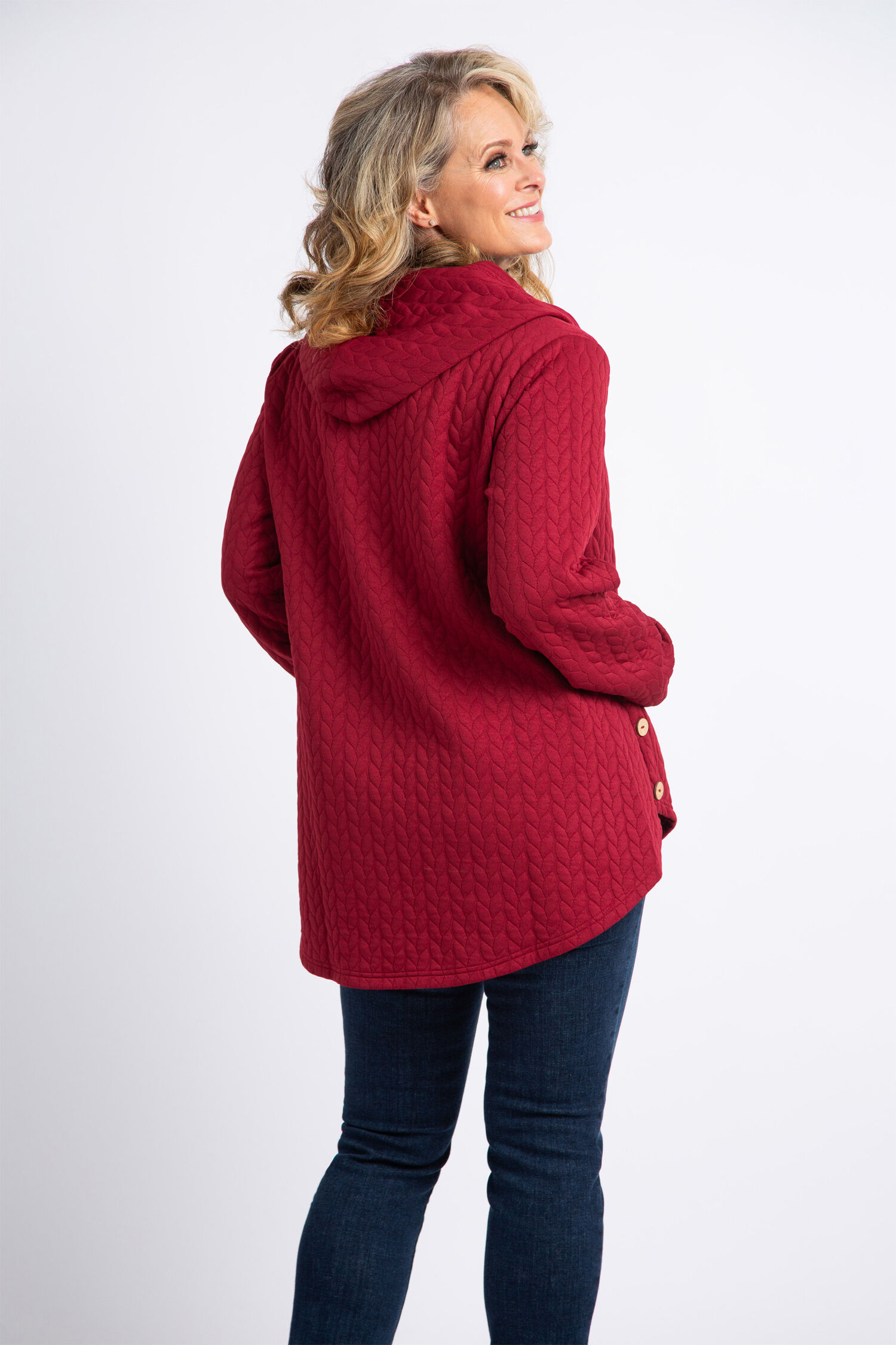 Cable Knit Aline Hooded Jacket  Image 3