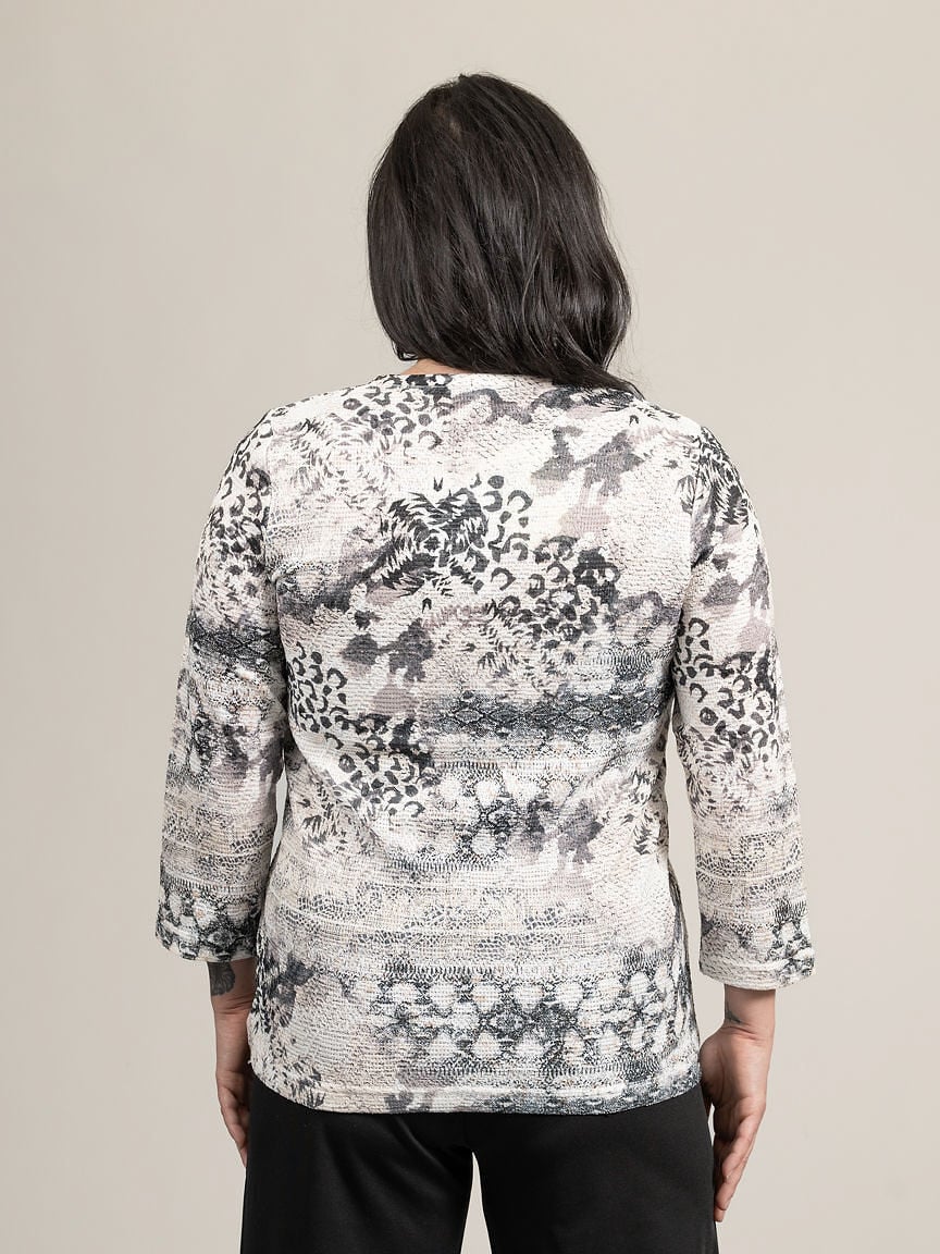 3/4 Sleeve Animal Print Top