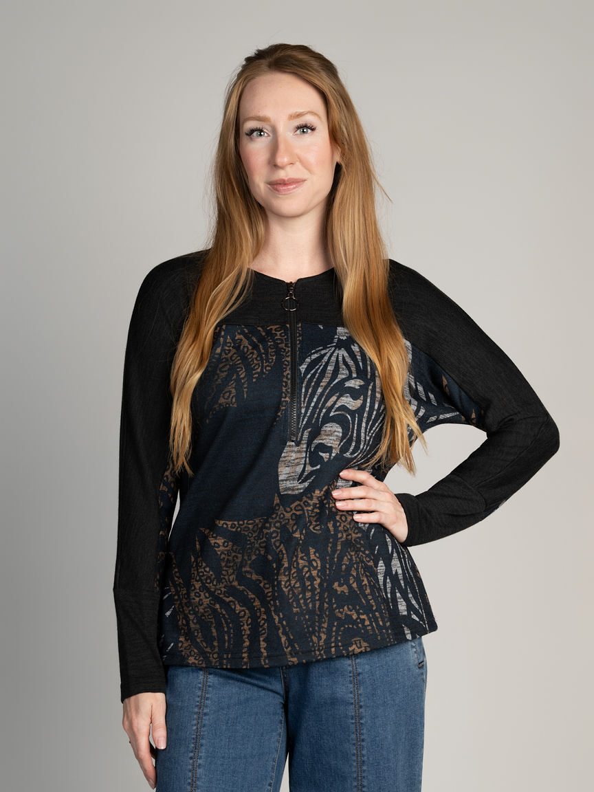 Long Sleeve Zip Front Top