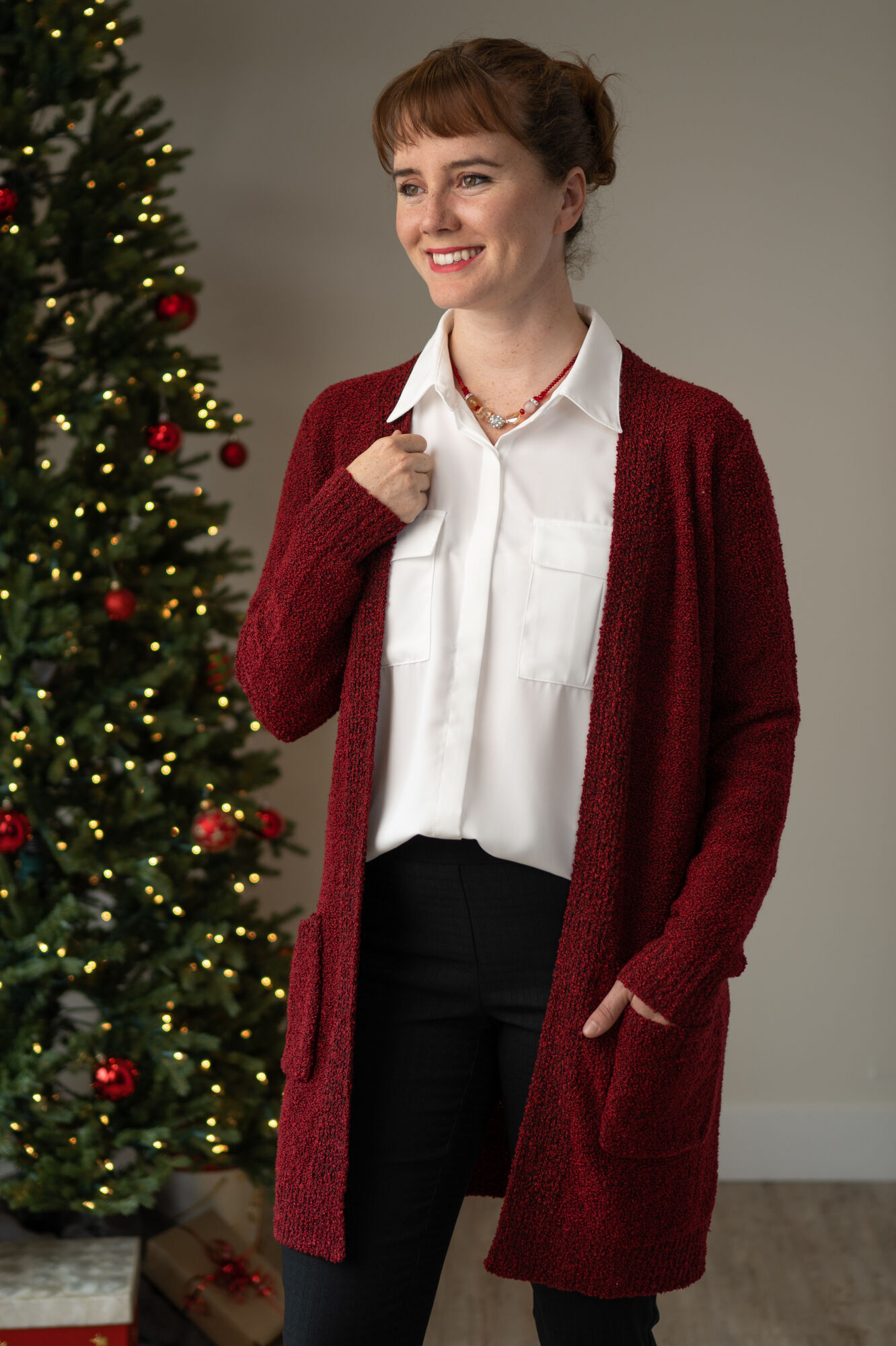 Boucle Open-Front Cardigan Image 1