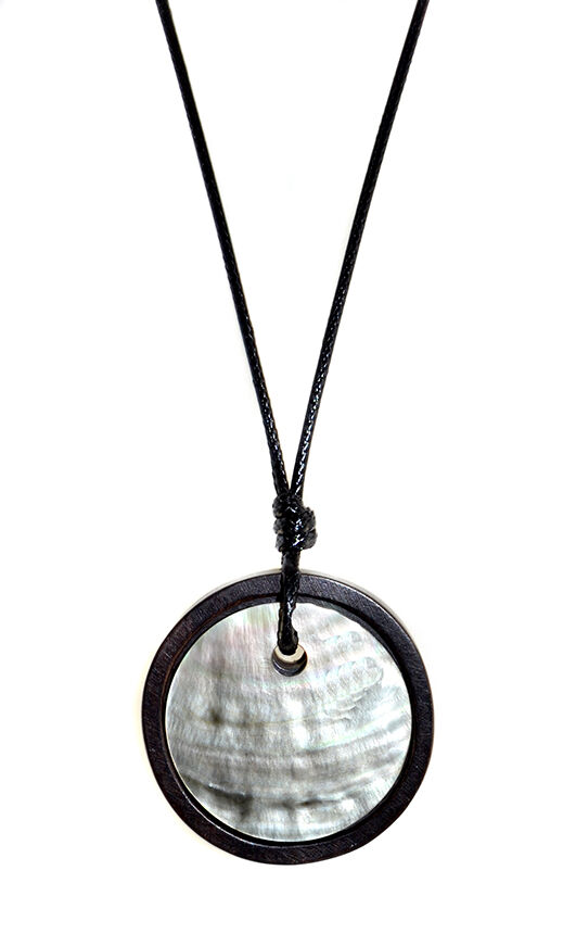 Cord Necklace With Round Abalone Pendant