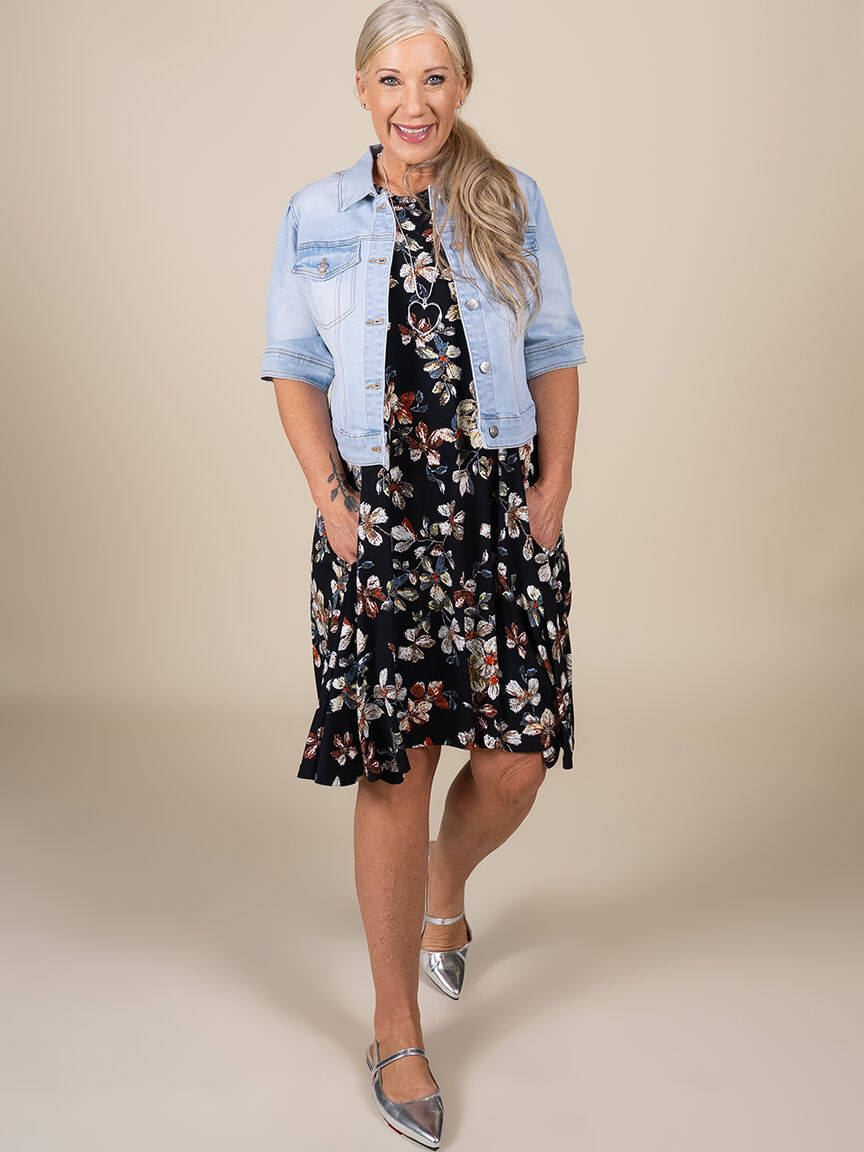 Elbow Sleeve Denim Jacket  Image 1