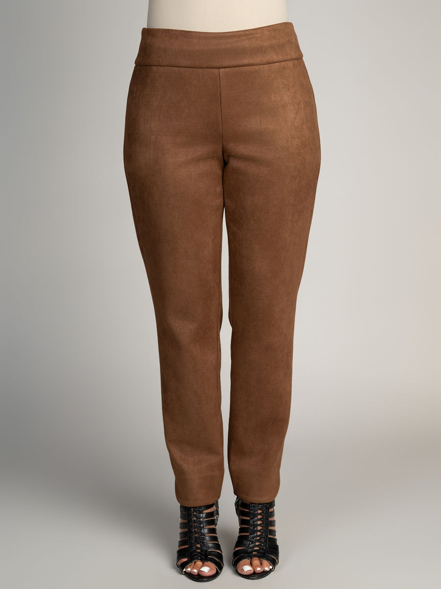 Straight Leg Faux Suede Pants