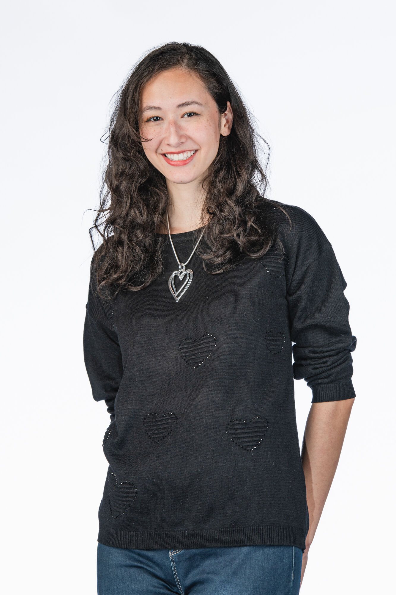 Sparkly Black Hearts Rhinestones Sweater  Image 1