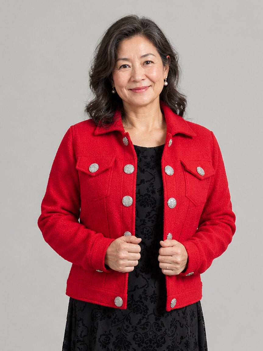 Collared Jacket With Faux Buttons Image 3