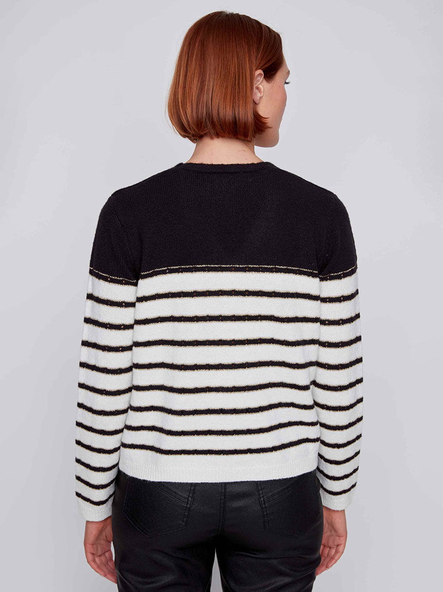 Button Up Long Sleeve Cardigan with Lurex Image 3