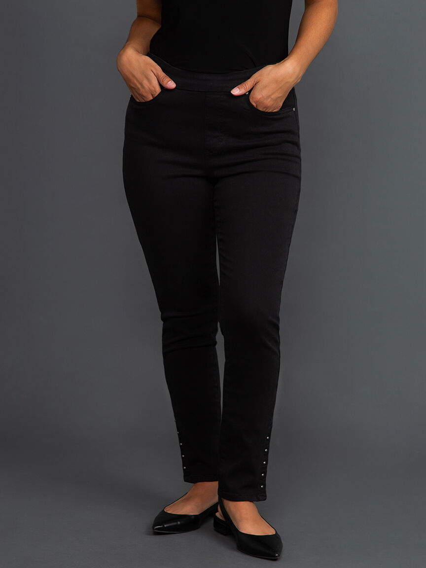 Pull-On Denim Ankle Pants Image 2