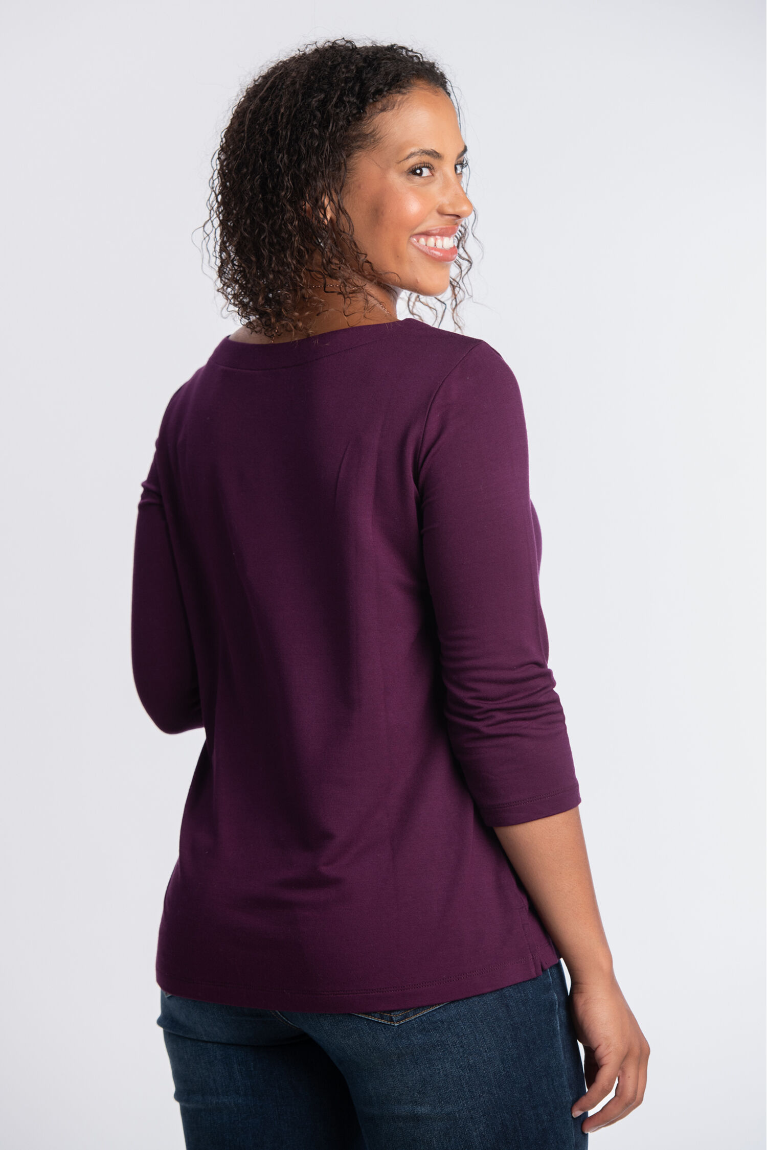 &frac34; Sleeve Boat Neck Top  Image 2