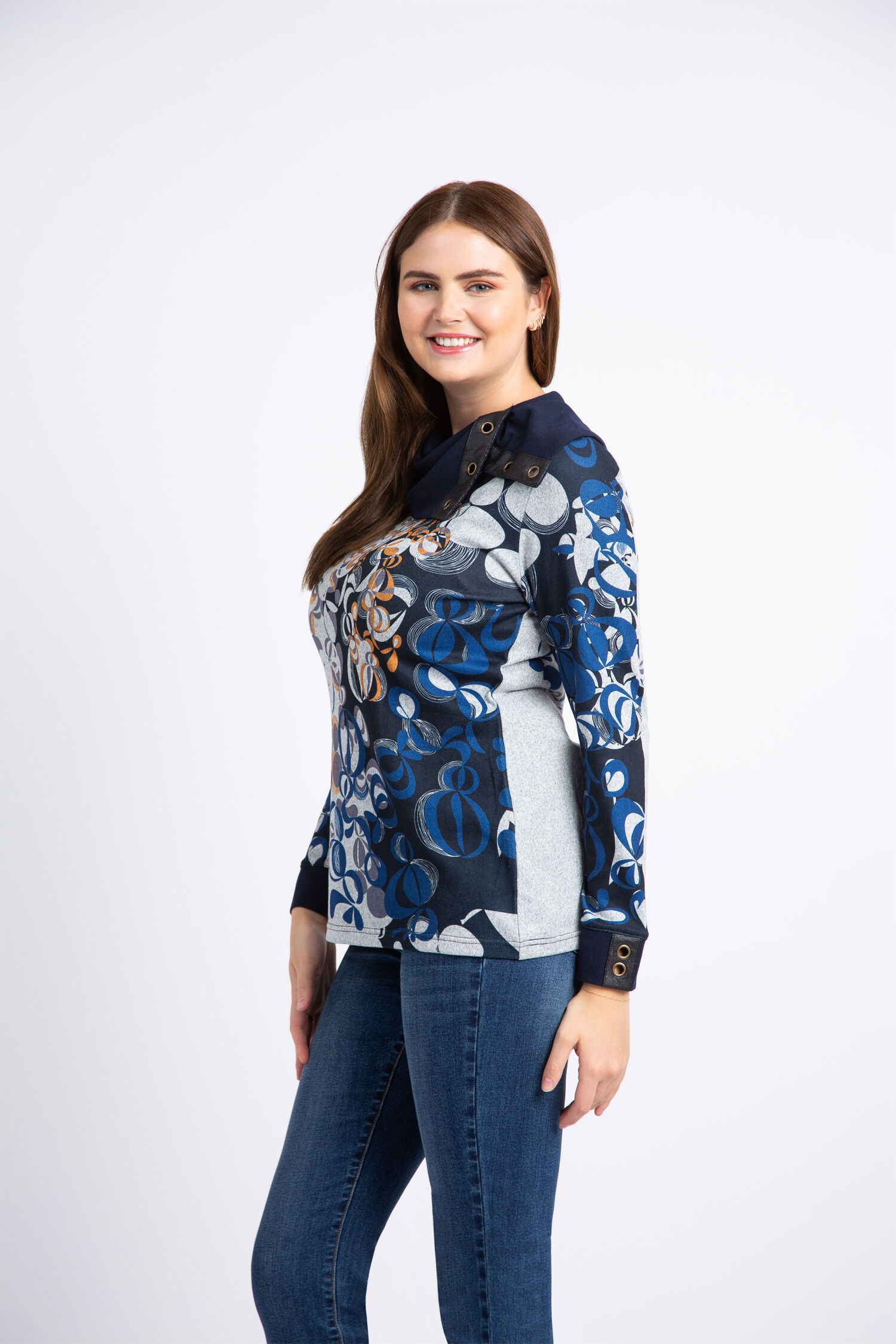 Long Sleeve Cowl Neck w/ Grommets  Image 3