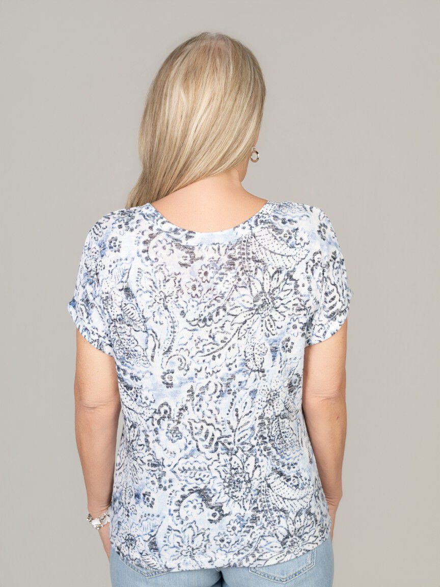 Short Sleeve Hatchi Print Top