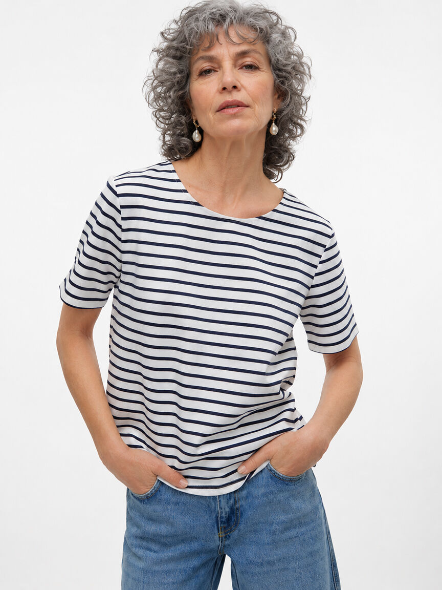 Short Sleeve Top With Zip Back