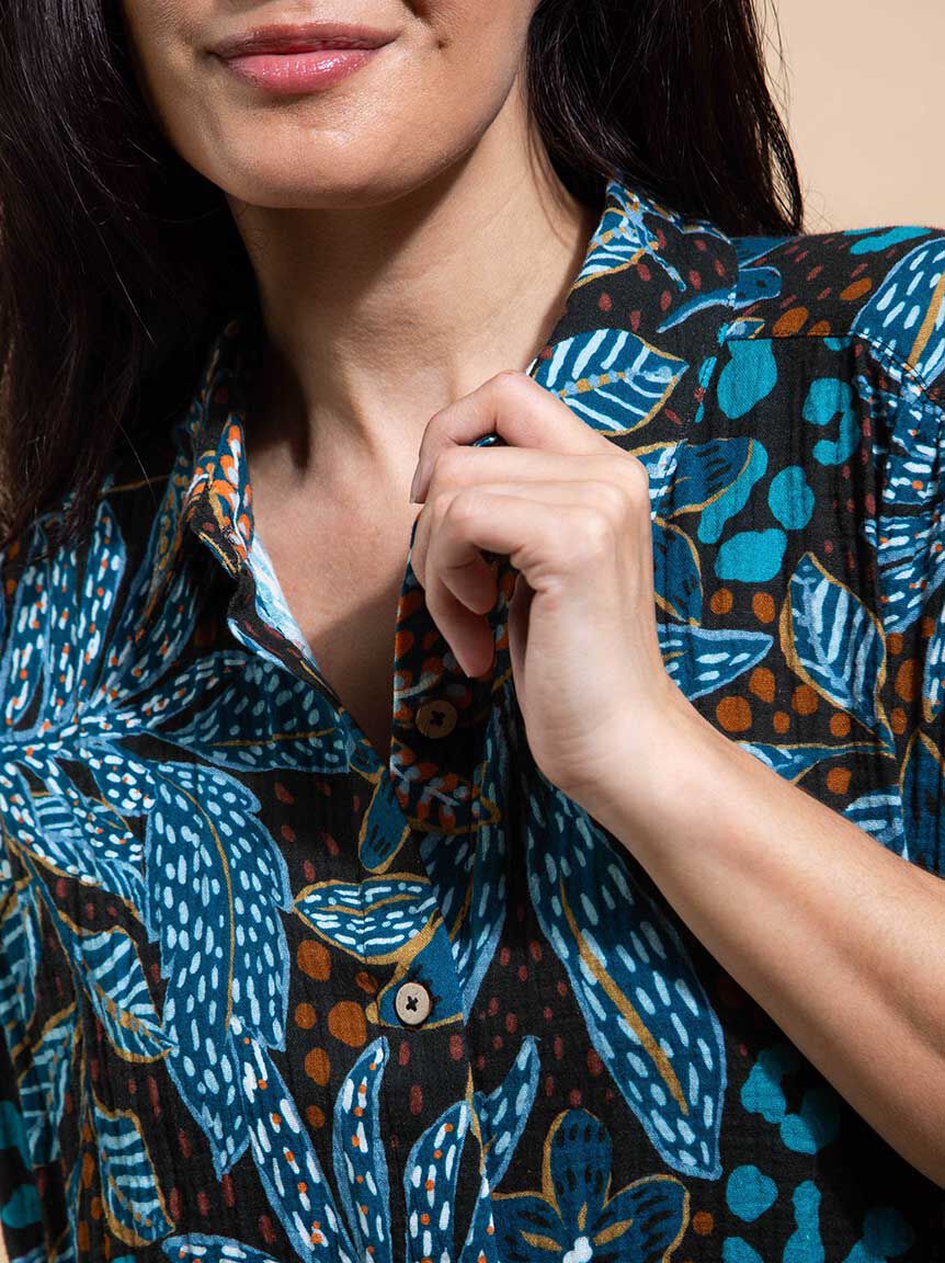 Cotton Gauze Dolman Shirt Dress Image 5