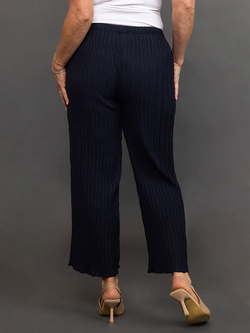 Navy pull on crinkle pants with pockets Image 4