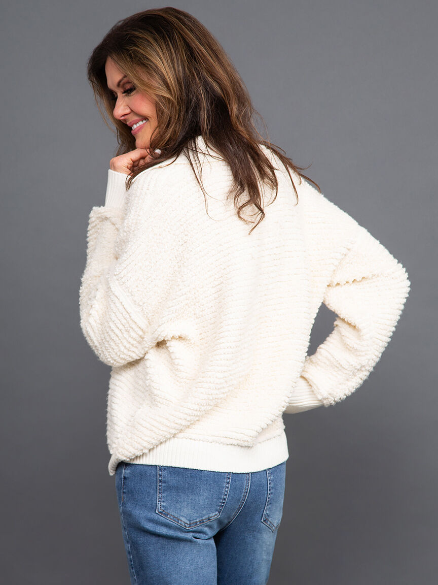 Ribbed V-Neck Pullover w/ Collar Image 4