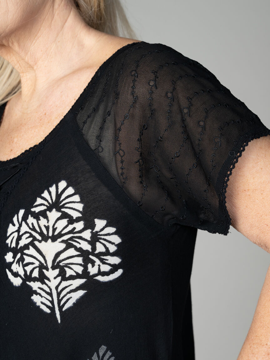 Short Sleeve Tie-Dye Tunic Top