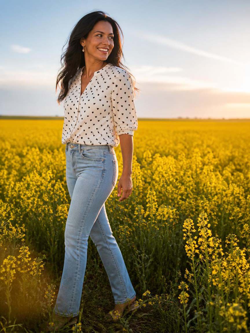 Mid Rise Straight Cut Jeans